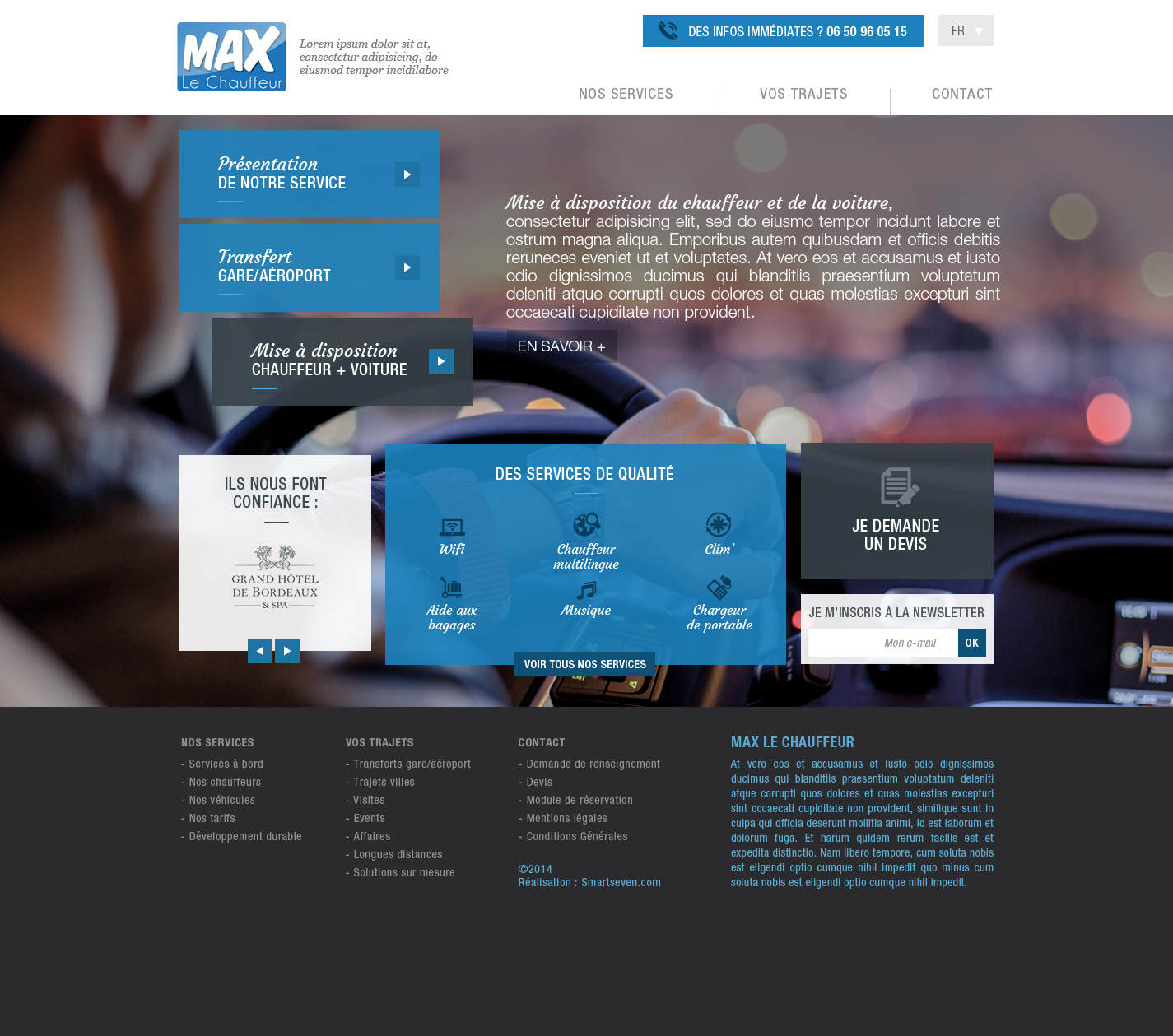 Création de site internet pour Max le chauffeur - Maquette home page