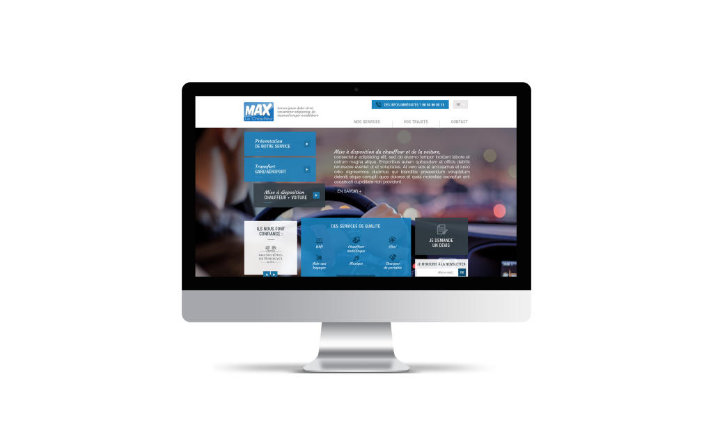 Création de site internet pour Max le chauffeur - iMac Mockup