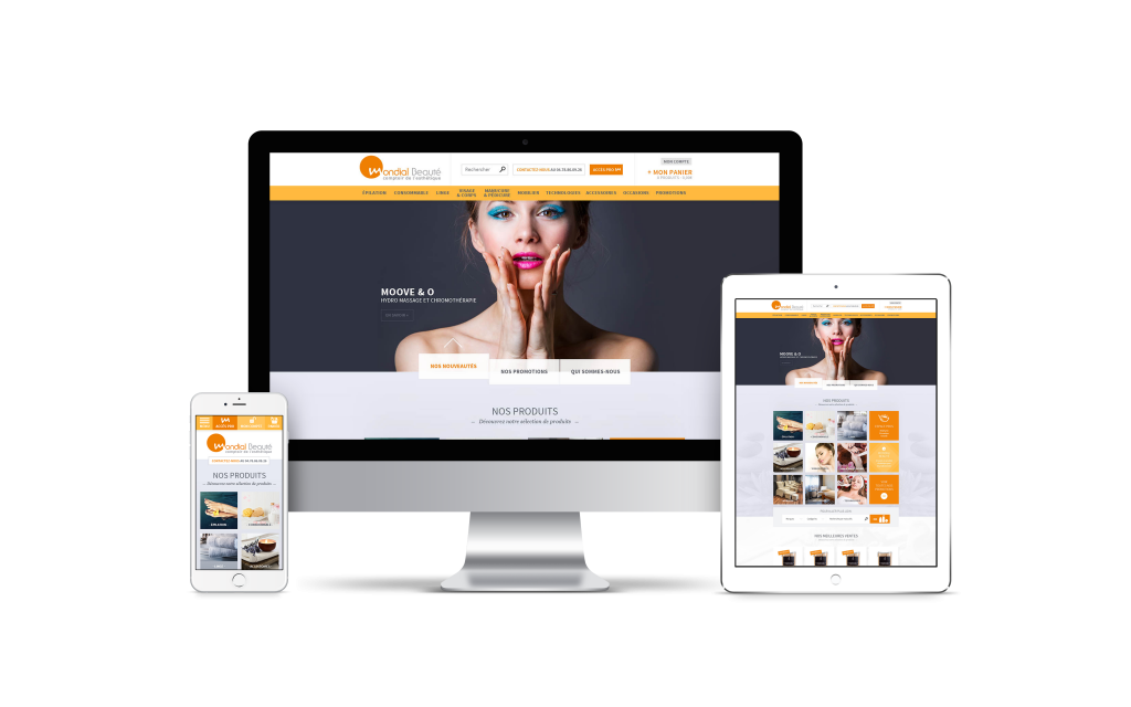 Création de site internet pour mondial beauté - Mockup Imac Ipad Iphone