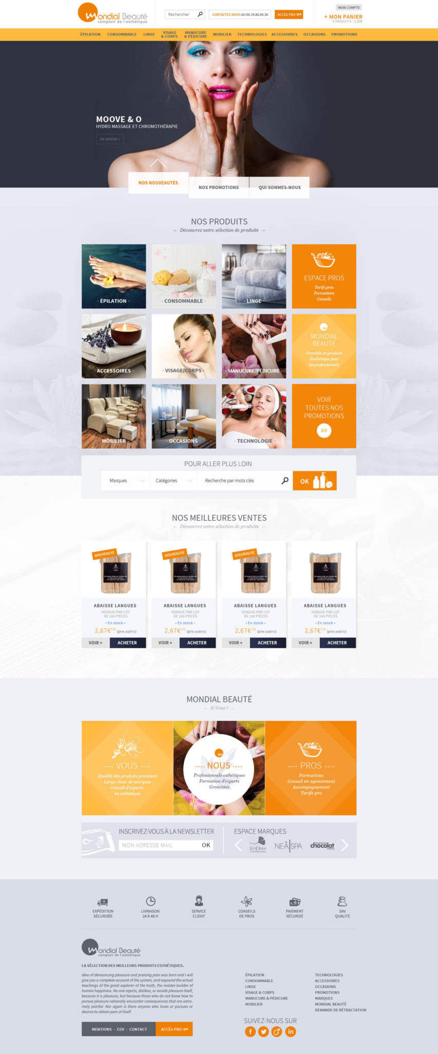 Création de site internet pour mondial beauté - maquette home page